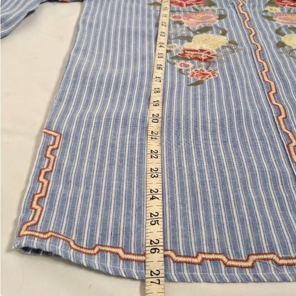 Paparazzi by Biz Embroidered Boho Peasant Top Blue - Picture 9 of 11